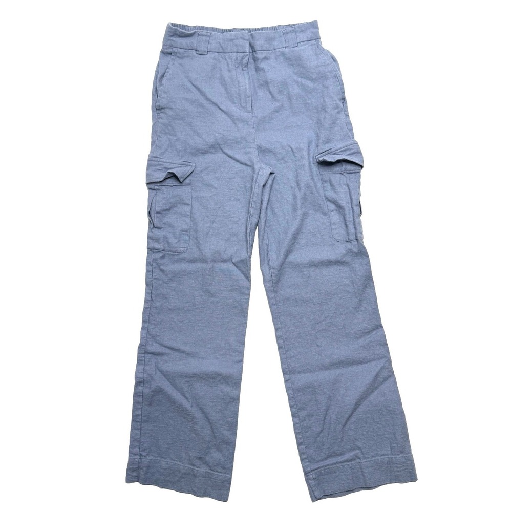 House of Harlow Linen Blend Wide Leg Cargo Style Pants Women's Lagenlook Size 6